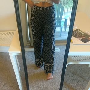 Flowy Pants with Black/White Design
